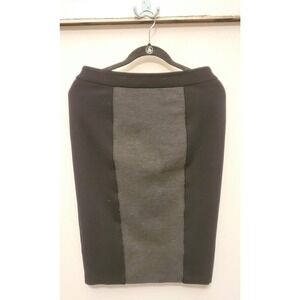 NYDJ High Waist Gray Black Lift Tuck Tech Knee Length Zip Pencil Skirt Women S